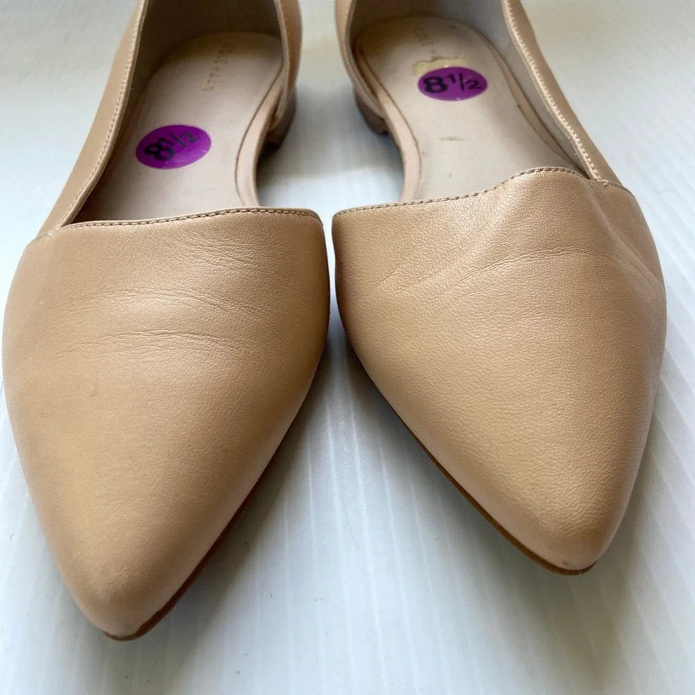 Cole Haan Bambra Skimmer II Nude Tan Leather D'Orsay Pointed Toe Flats Women 8.5